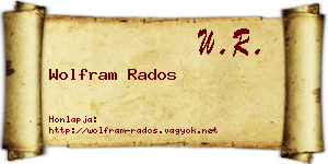 Wolfram Rados névjegykártya